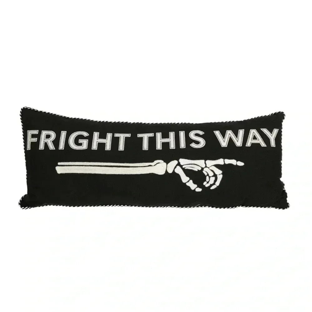 NEW LED LIGHT UP Embroidered Accent / Throw Pillow FRIGHT THIS WAY - SO FUN!!!